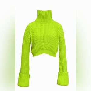 Hanifa Reese Pullover Cropped Turtleneck Sweater Brand New Never Worn L Green
